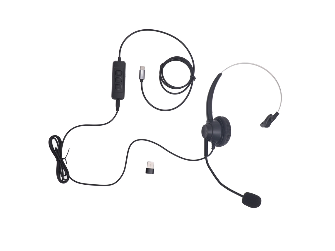 Fone De Ouvido Para Telefone Com Microfone Cancelamento De Ruído Mono Usb C 3.5mm Para Pc Laptop Call Center