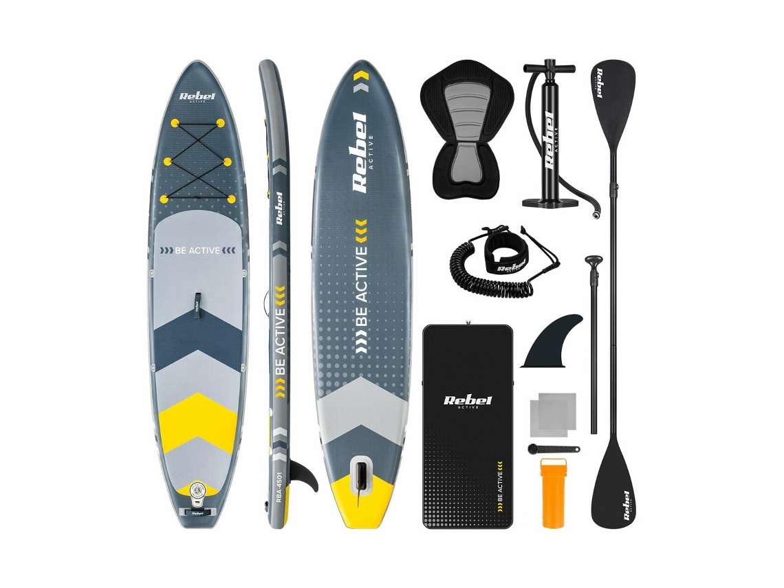 Tabla de paddle surf inflable con accesorios Rebel RBA 4501 (gris)
