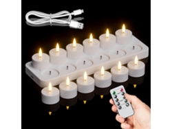 Velas LED sin llama Siurn con base de carga y temporizador remoto (paquete de 12)