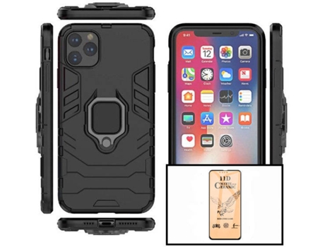 Kit Cristal Templado CeramicGlass Full Cover y Funda 3X1 Military Defender Apple iPhone 13 Pro PHONECARE Negro