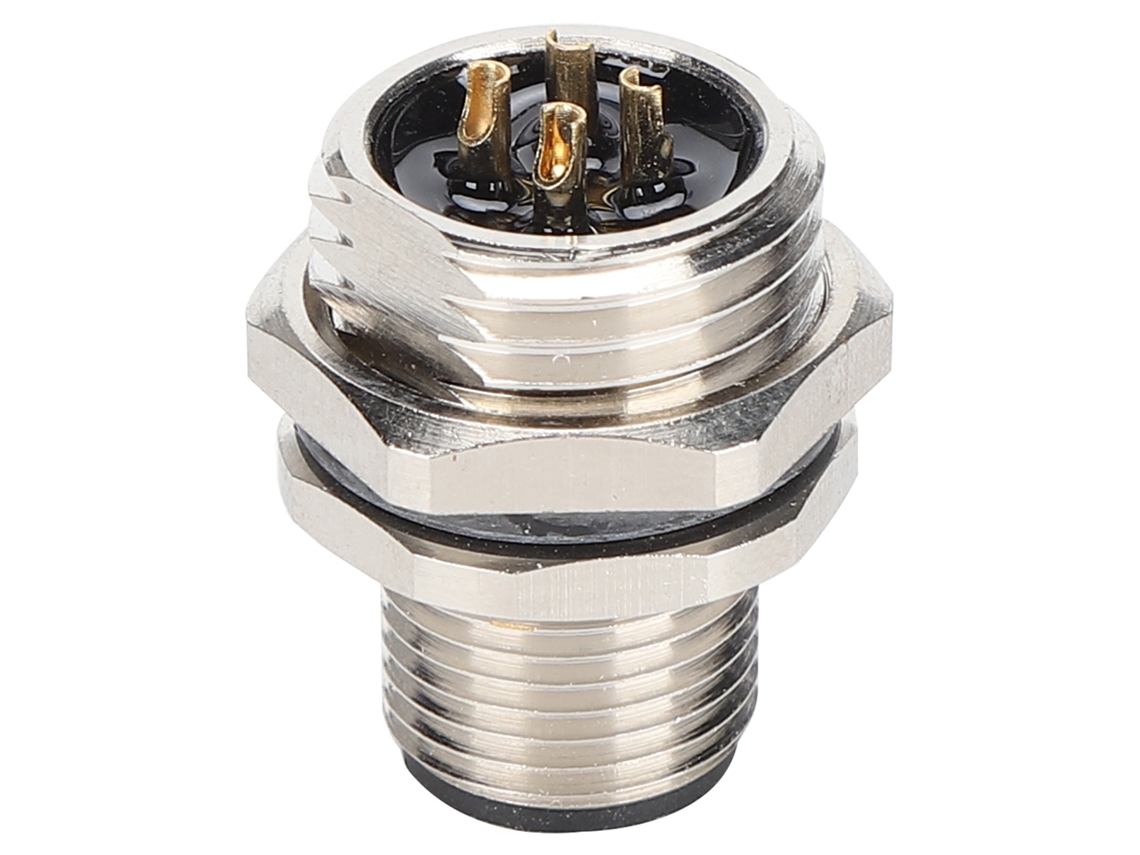 Conector M12 Ip67 Impermeable Para Montaje En Panel, Adaptador De Enchufe De 4 Pines.