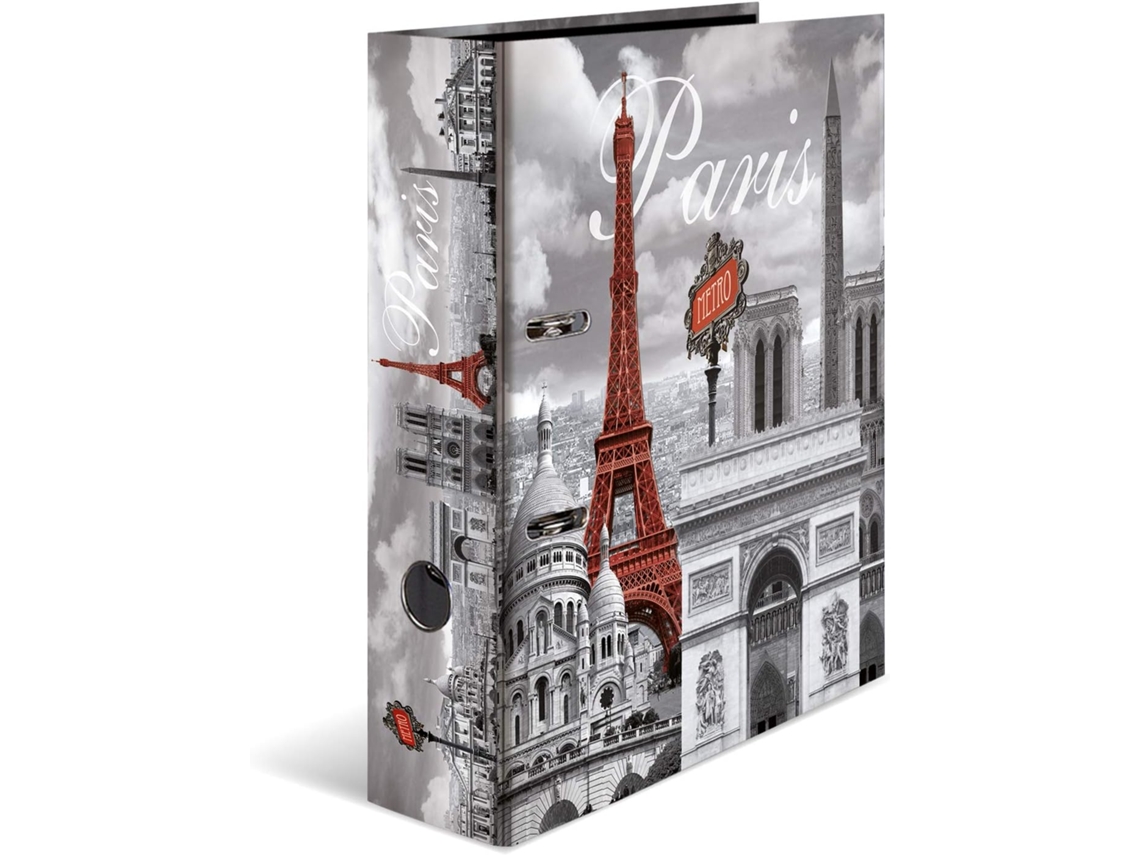Carpeta de anillas A4 París Francia, 7 cm de ancho, infantil, con estampado de ciudad, Gokoco