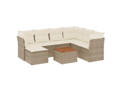 Conjunto 8 de sofás de jardín con cojines beige VIDAXL ratán PE