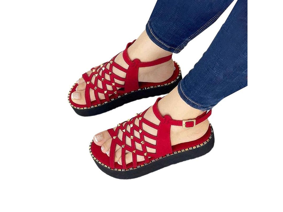 2026-sandalias De Plataforma Con Hebillas Y Correas Cruzadas Para Mujer, Zapatos Slingback Con Remaches Y Diseño Hueco
