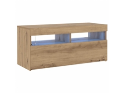 Maison Exclusive - Mueble De Tv Luces Led Madera Roble Artisan 90x35x40 Cm
