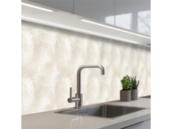Salpicaderos De Cocina Hojas - Beige - Blanco - Botánico - Naturaleza 300x80 Cm