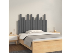 Cabecero De Cama De Pared Madera Maciza Pino Gris 108x3x80 Cm