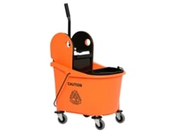 Cubo De Fregona De 36 Litros Con Ruedas, Escurridor A Presión, 2 Cubos, 54x41x91,5 Cm, Naranja.