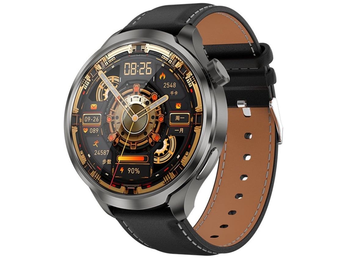 Reloj inteligente con llamadas Bluetooth, monitor de frecuencia cardíaca, oxígeno en sangre, presión arterial, brújula y varios modos deportivos.