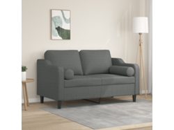 Sofá 2 plazas con cojines decorativos 120cm Tejido Gris Oscuro