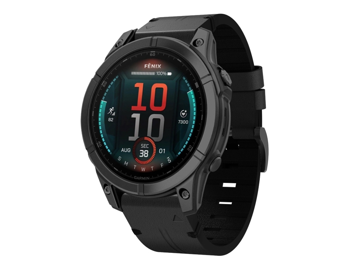Bracelete Para Garmin Fenix 8 Amoled (43mm) - Couro - Fivela De Aço (20mm) Preto