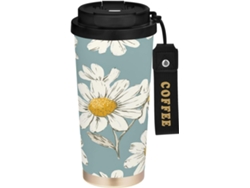 Taza de café Daisy de acero inoxidable con doble pared y aislamiento al vacío, libre de BPA, sin marca.
