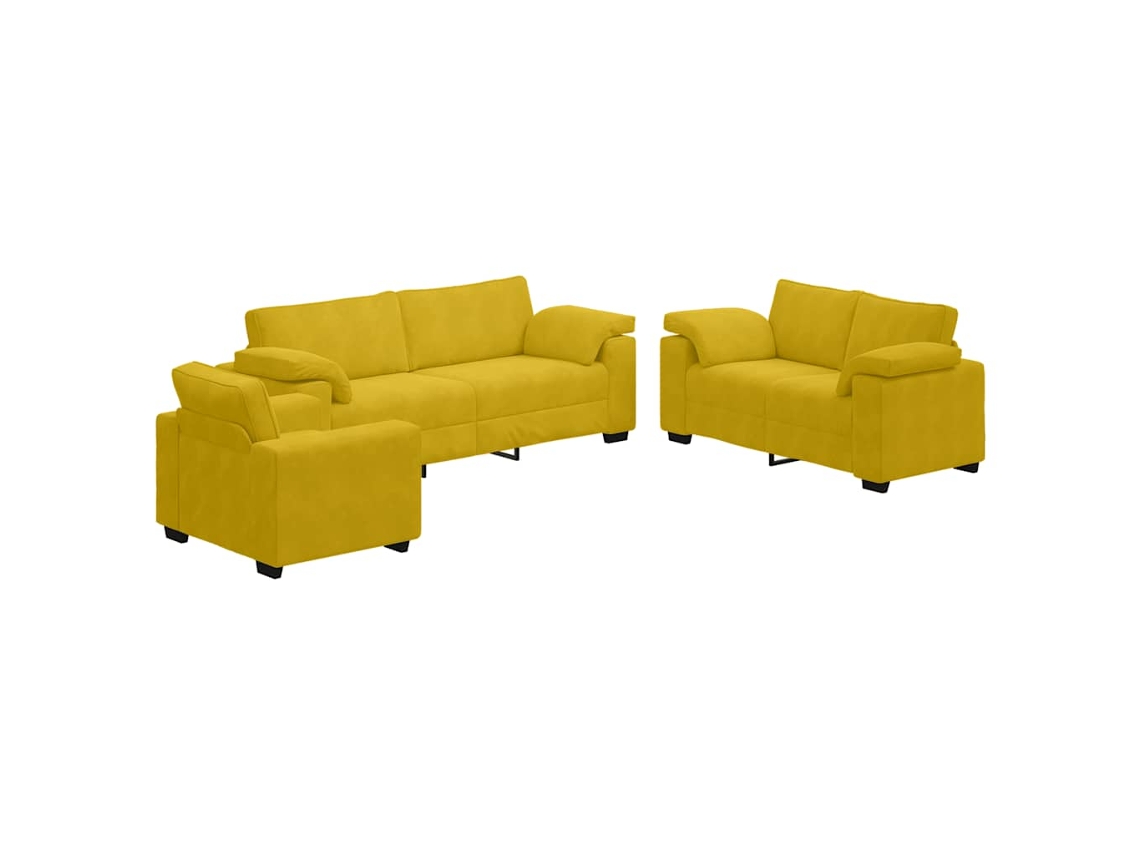 Maison Exclusive - Juego De Sofás Con Cojines 3 Piezas Terciopelo Amarillo