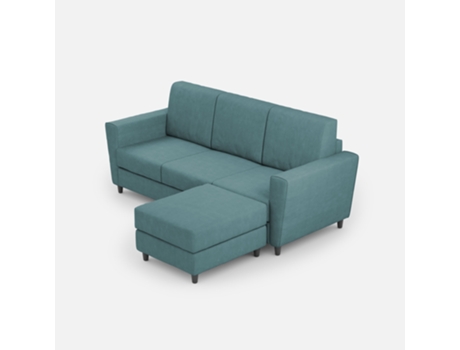 Sofá de 3 plazas (tres plazas de 60 cm) pouf dimensiones L.212 P.155 color petróleo ITYHOME