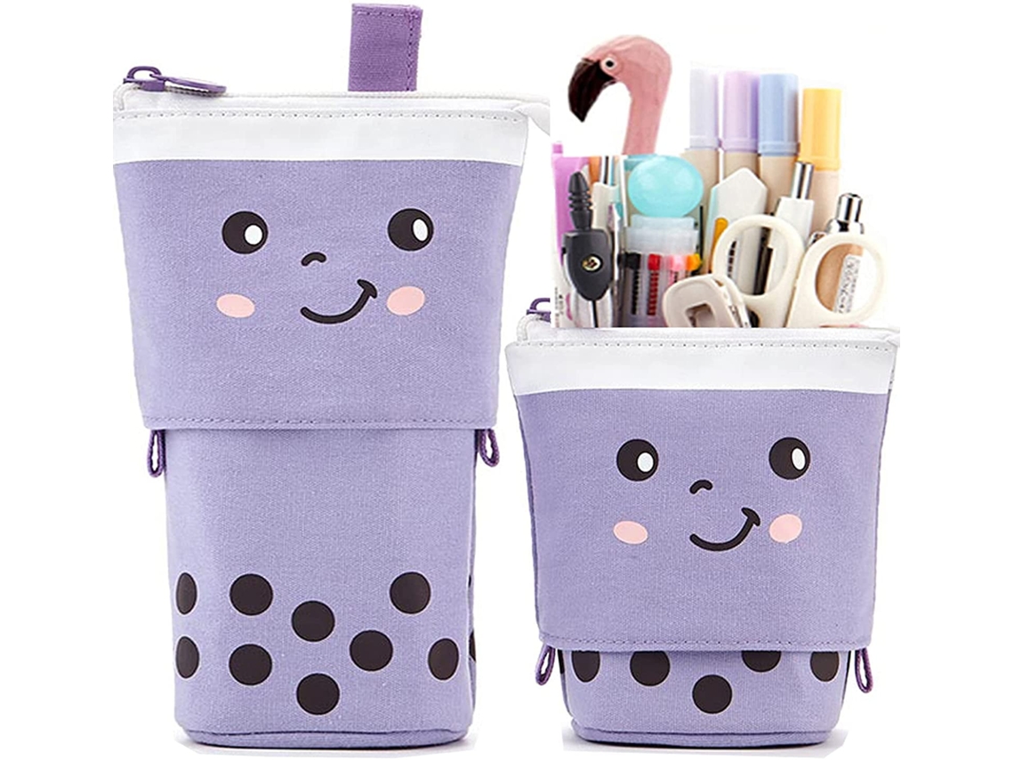 MEOIRUERY Estuche plegable Milktea, organizador de bolígrafos multifuncional y ajustable, estuche de lona resistente con cremallera para mentes creativas.