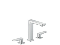 HANSGROHE Metropol mezclador de lavabo de 3 agujeros 160, manijas de palanca, residuos de empuje abierto, proyección 152mm, Color: cromado