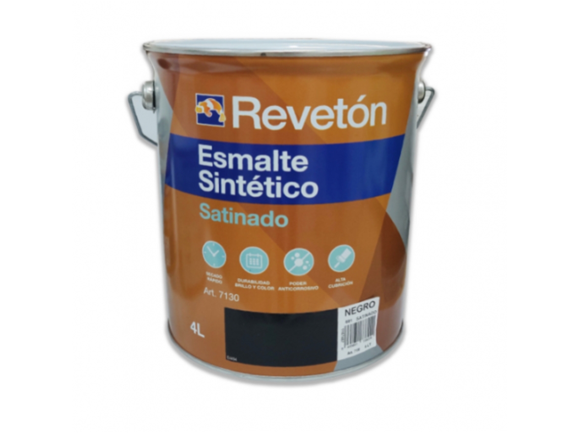 Reveton Esmalte Satinado Negro 4 Lt