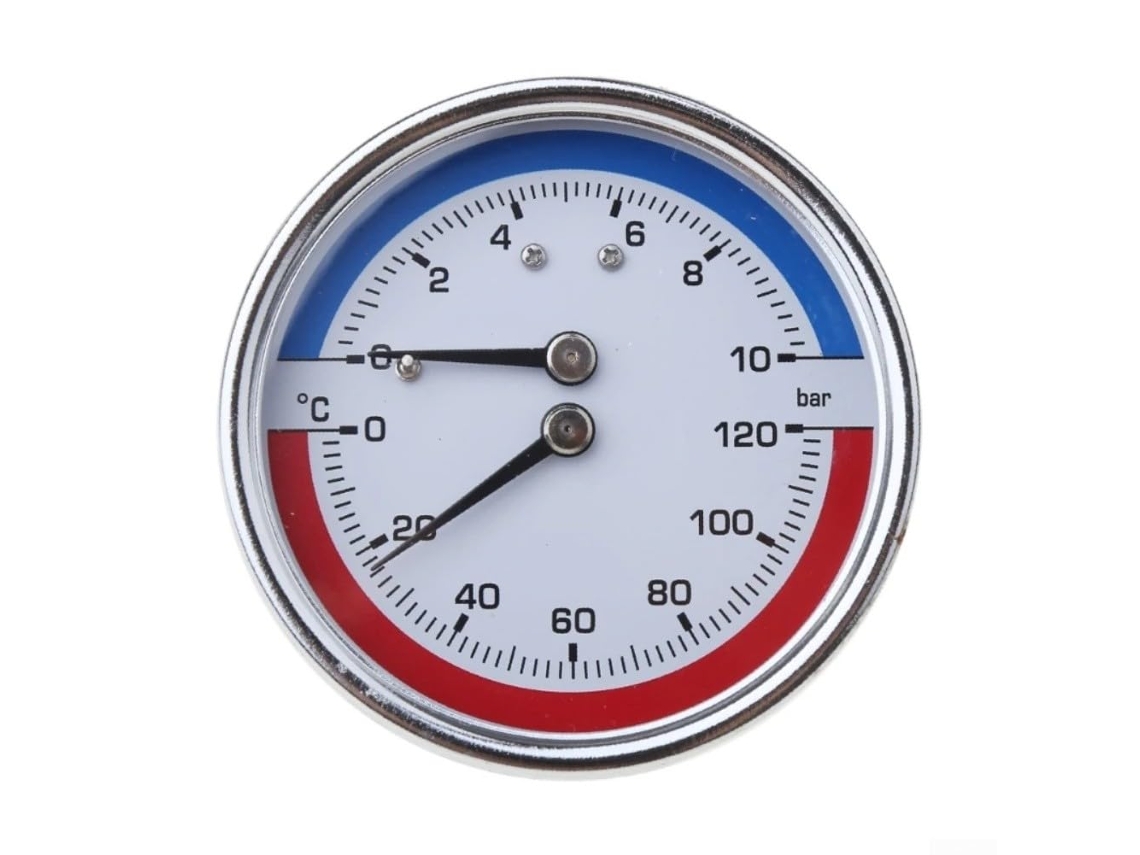 Manômetro Térmico, 0-10 Bar 0-120 °c, Medidor De Temperatura E Pressão