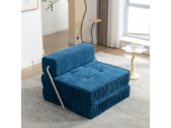 Sofá Cama 1 Plaza - Convertible, Futón, Asiento Reclinable, Cojín Trasero Desmontable - Azul