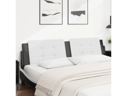 Cabecero De Cama Acolchado Cuero Sintético Blanco Negro 200 Cm