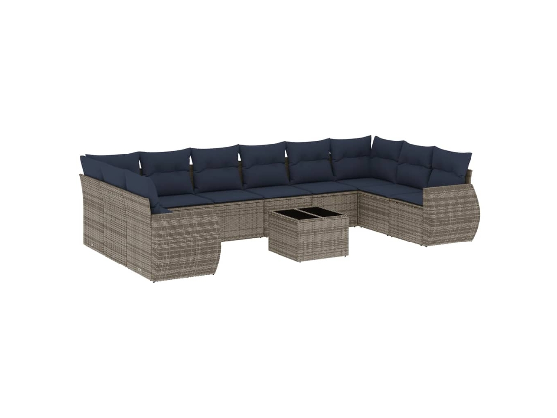 Maison Exclusive - Conjunto De Sofá De Jardín De 11 Piezas Con Cojines, Poliratán Gris
