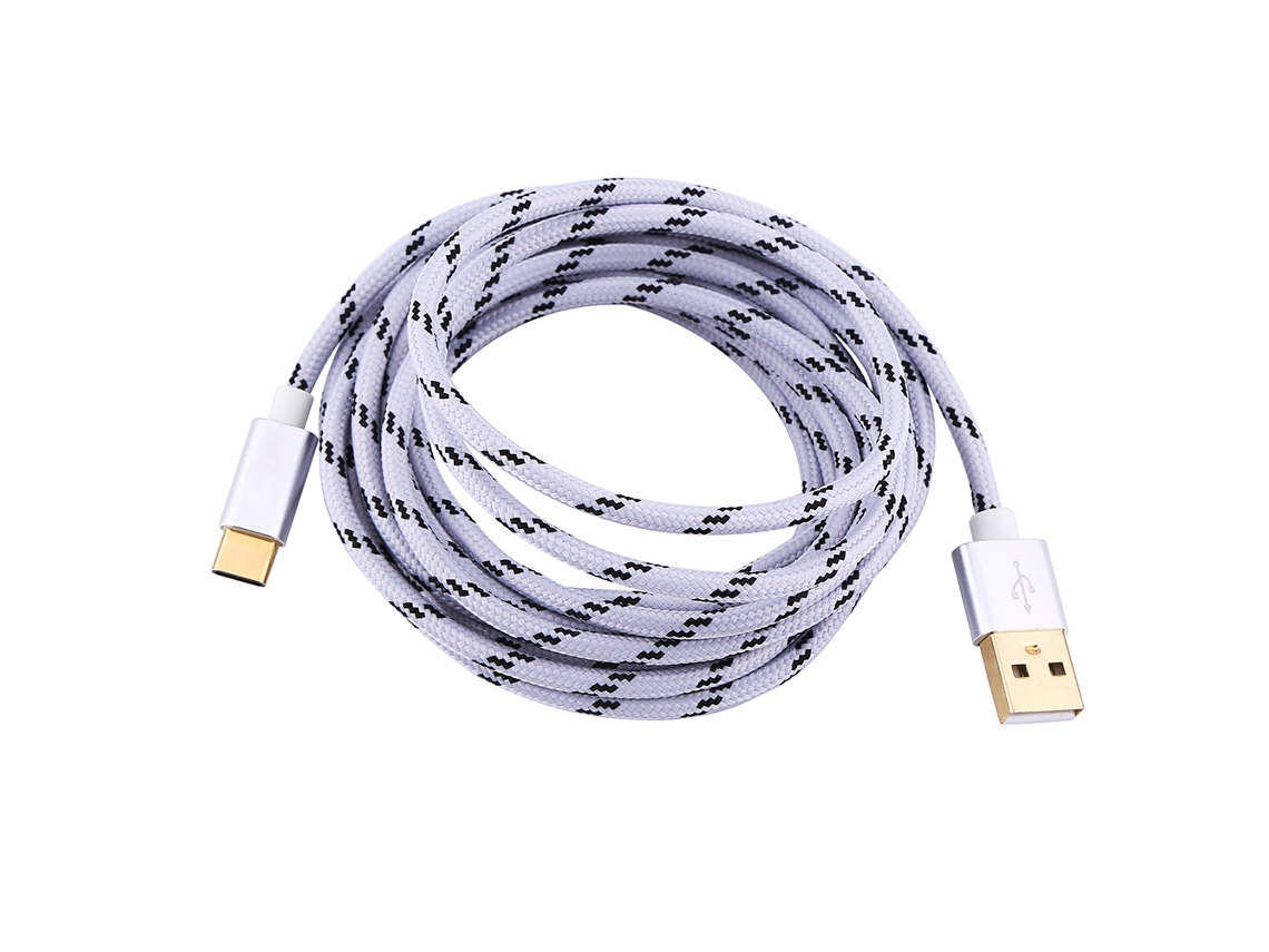 Cable de datos tipo C con sincronización y carga rápidas, 3 metros, gris. EOOCOO