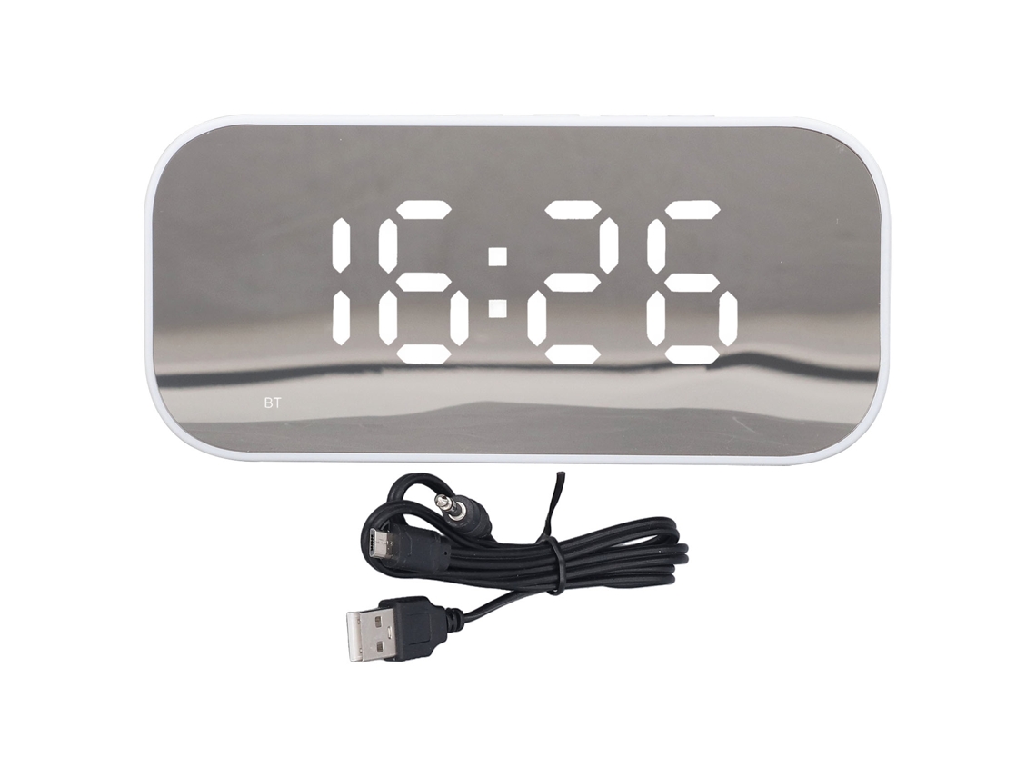 Rádio Despertador Portátil Com Controle De Brilho Alarme Dual Fm Alto-falante Bluetooth Branco