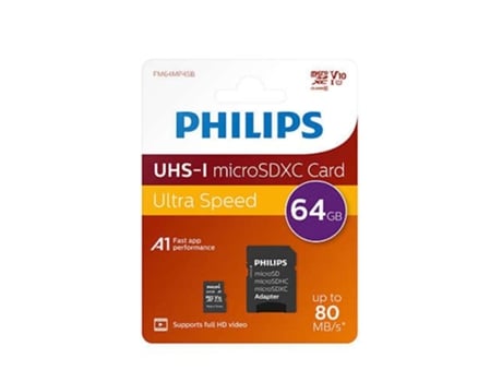 Philips Fm64Mp45B/00 Tarjeta de Memória 64 Gb Microsdxc Uhs-I Classe 10