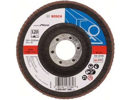 Disco de Lija BOSCH en Lamelas X551 - Expert para Metal D= 115 mm; G= 120 - Acodado