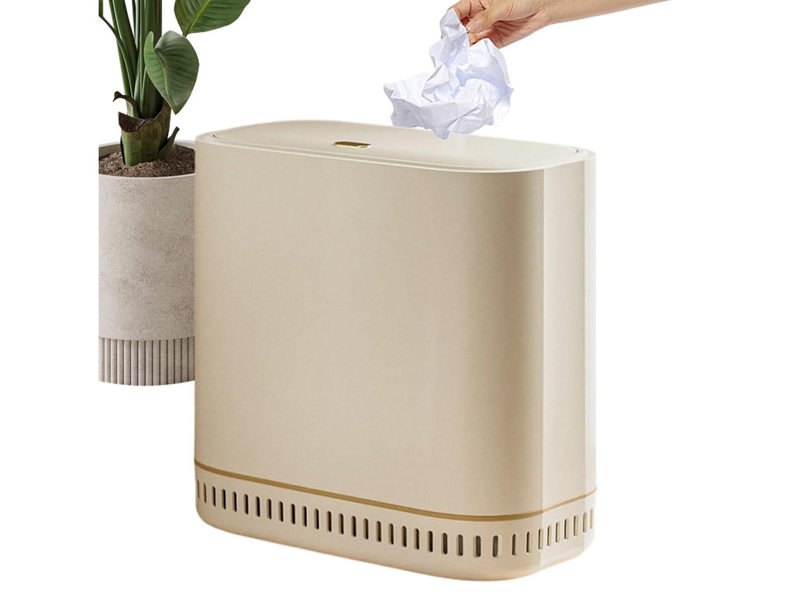 Papelera de baño con tapa | Papelera compacta con tapa vacía, fina y antiolores, para baños Gokoco