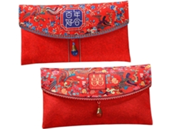 2 Sobres De Boda De Tela China Roja, Tamaño Grande, Estilo Doble Tradicional