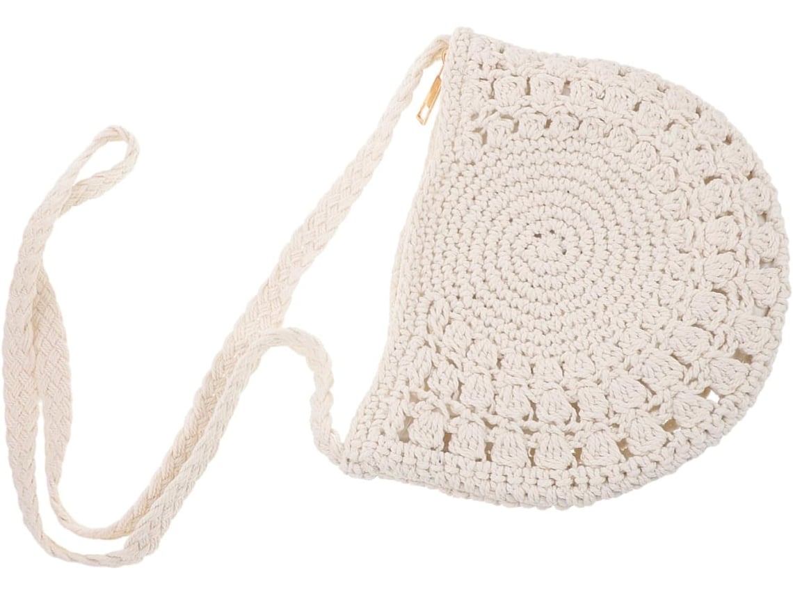 Bolsa De Ombro Boêmia Em Algodão Tecido À Mão, Pequena Bolsa Vintage Em Formato De Meia-lua Para Mulheres, Confortável E