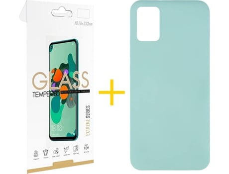 Kit Funda + Protector de Pantalla Samsung Galaxy A51 SKYHE Silicona Líquida (Verde Agua)