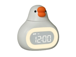 Reloj Despertador Digital Infantil Con Luz Nocturna, Diseño De Ganso De Dibujos Animados, Alimentación Usb, Color Blanco.