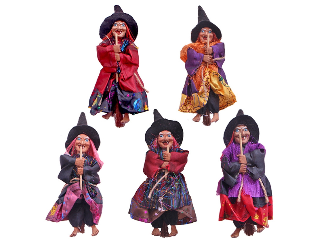 Rebe - Figura de Bruxa de Terror para Pendurar em Cores Aleatórias, Ideal para Festas de Halloween, Jardins e Decoração de Natal.