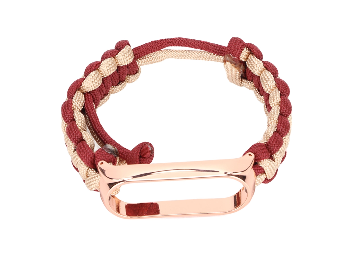 Pulsera Ajustable De Cuerda De Paraguas Para Xiaomi Mi Band 6/5 Nfc, Pulsera De Repuesto Color Oro Rojo.