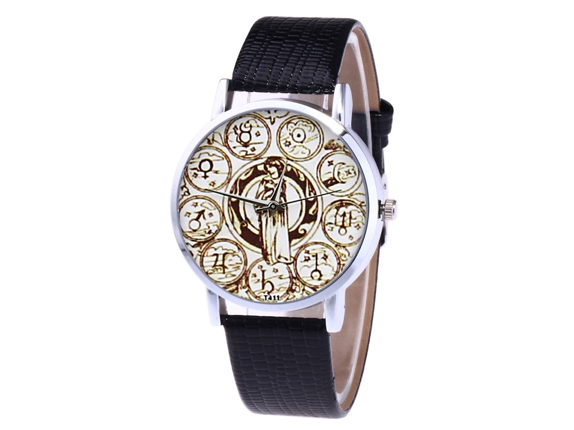 Reloj De Pulsera Informal Para Mujer Con Movimiento De Cuarzo Y Correa De Pu Negra.