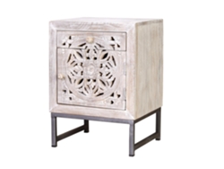 Mesita madera de mango Blanco.GINER Y COLOMER 56x35x40