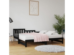 Sofá Cama Extraíble Sin Colchón Negro 2x(90x190) Cm