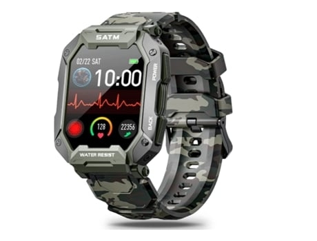 Reloj inteligente para hombres Fitness Tracker Presión arterial Música Reloj inteligente para teléfonos Android Verde AUJEZON