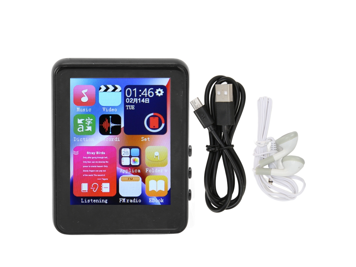 Reproductor MP3 de 2,4 pulgadas con pantalla táctil HD, reducción de ruido, Bluetooth 5.0, radio FM, libros electrónicos, grabadora de voz para música.