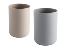2 Portacepillos De Dientes, Vaso De Plástico De 300 Ml (marrón Y Gris)