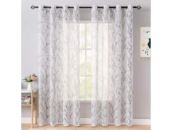 Rebe-cortinas Semitransparentes Linjou De 2 Paneles Patrón Ramas 140x160cm Negro Para Dormitorio Salón Balcón 140x160cm Negro