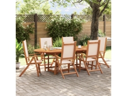 Sillas de jardín plegables (6 unidades), de acacia maciza y textileno, DKD HOME DECOR