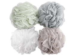 Esponja De Baño De Lufa 60 G, 4 Unidades. Espuma De Lujo, Material Ecológico Con Cordón Para Colgar.