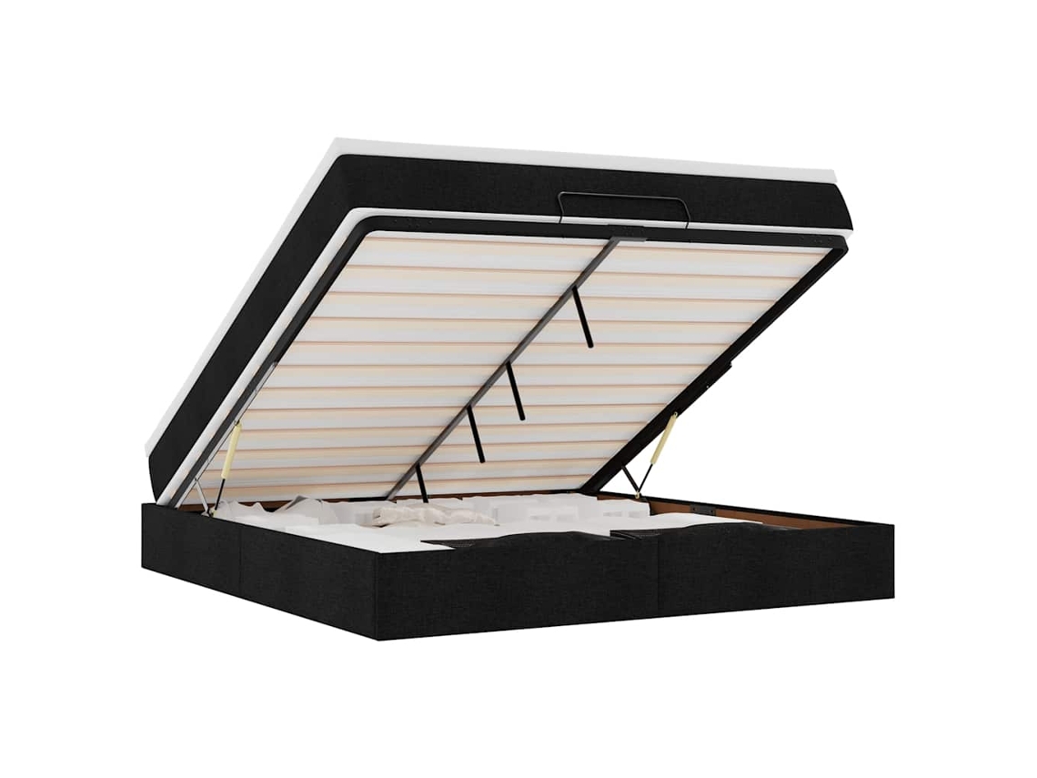 Maison Exclusive - Estructura De Cama Otomana Con Colchón Tela Negra 160x200 Cm