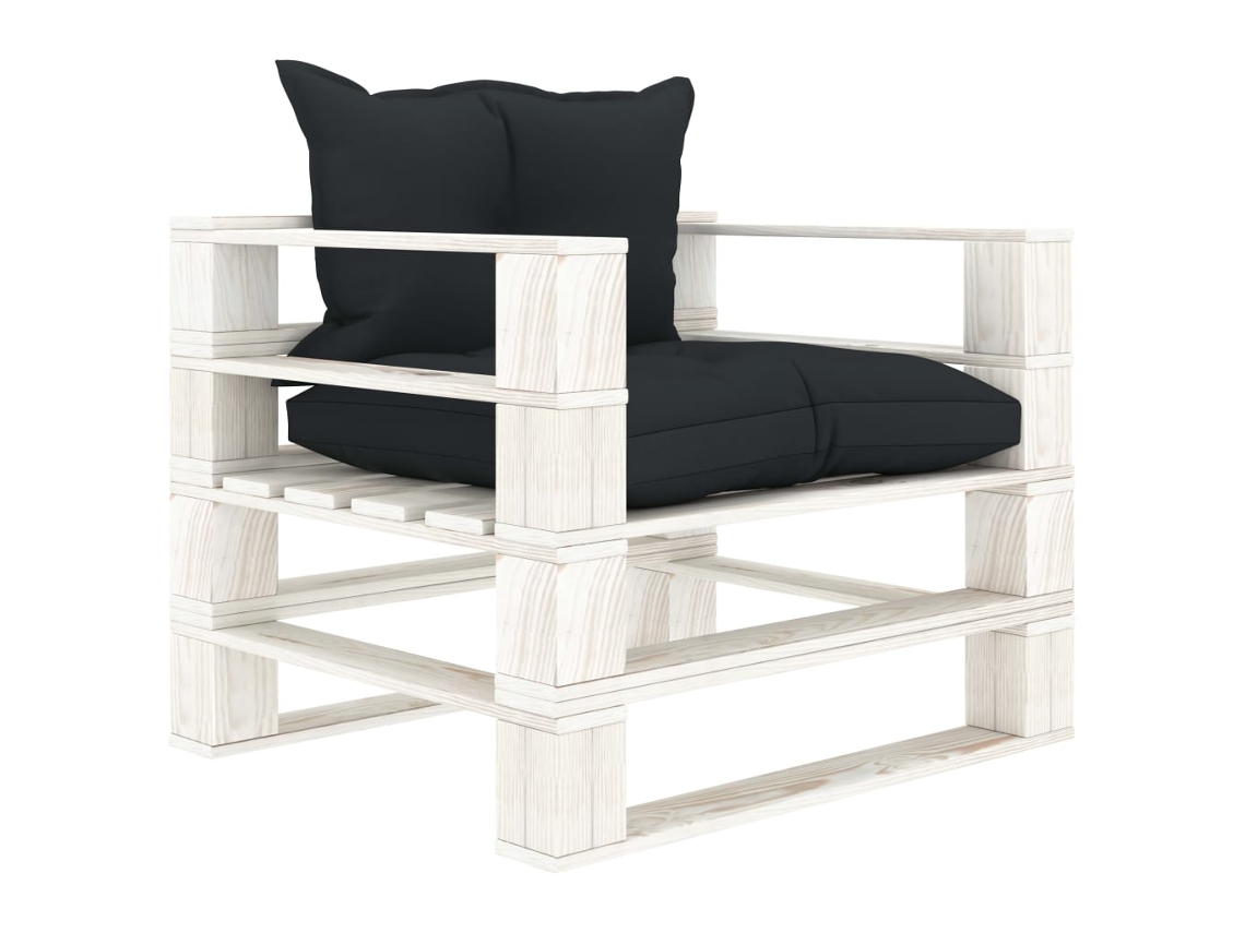 Sofá de palets para jardín con cojines de madera antracita, Dkd Home Decor