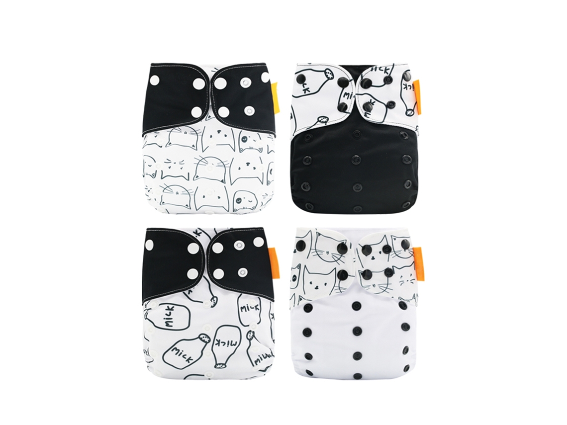 4pcs Fralda De Pano Lavável Reutilizável Elástica Com Absorção Forte Para Bebês Meninos Meninas