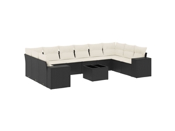 Maison Exclusive - Set De Sofás De Jardín 11 Pzas Y Cojines Ratán Sintético Negro