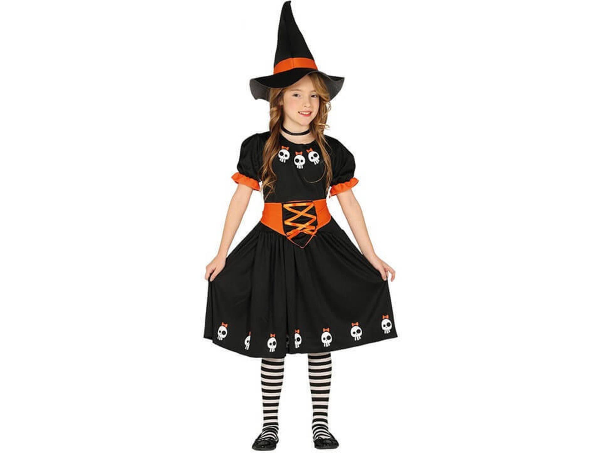 Disfraz Carnaval/Halloween de Bruja Guirca | Sombrero + Vestido | Talla 7/9 Años